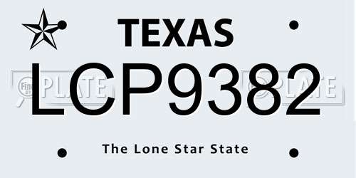 LCP9382 Texas License Plate