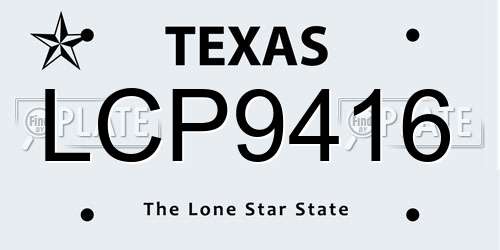 LCP9416 Texas License Plate