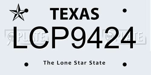 LCP9424 Texas License Plate