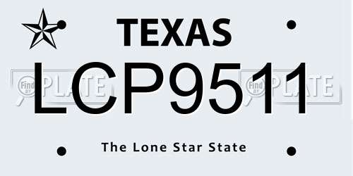 LCP9511 Texas License Plate