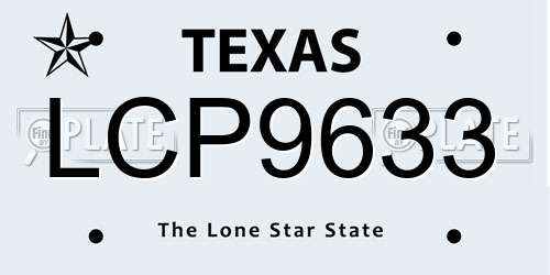 LCP9633 Texas License Plate