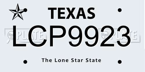 LCP9923 Texas License Plate