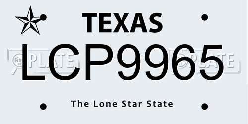 LCP9965 Texas License Plate