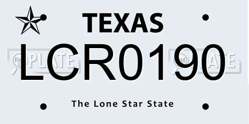 LCR0190 Texas License Plate