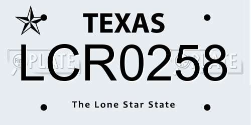 LCR0258 Texas License Plate