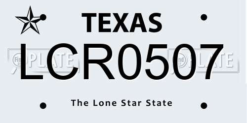 LCR0507 Texas License Plate