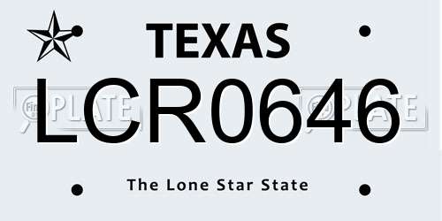 LCR0646 Texas License Plate