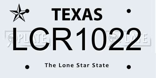 LCR1022 Texas License Plate