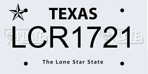 LCR1721 Texas License Plate