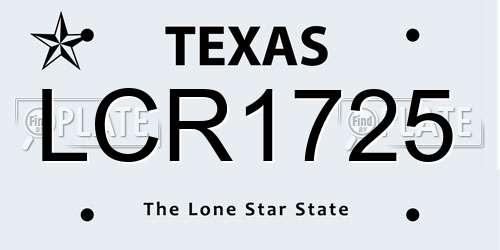 LCR1725 Texas License Plate