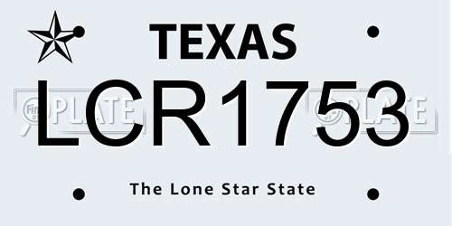 LCR1753 Texas License Plate