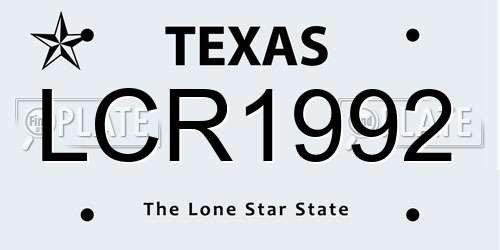 LCR1992 Texas License Plate