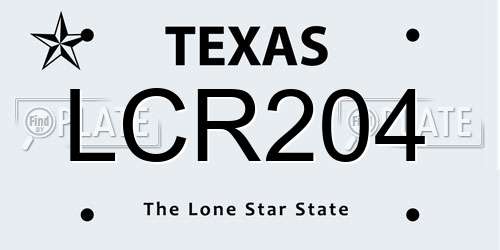 LCR204 Texas License Plate