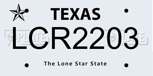 LCR2203 Texas License Plate