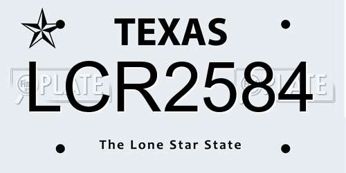 LCR2584 Texas License Plate
