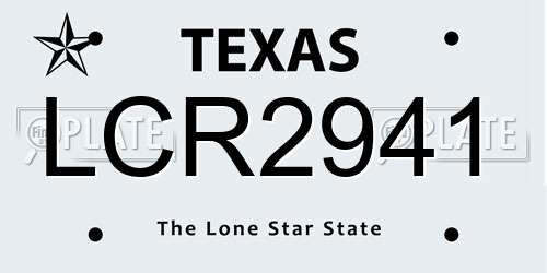 LCR2941 Texas License Plate