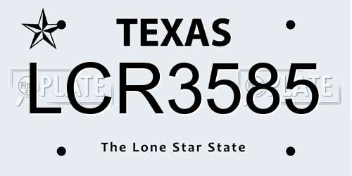 LCR3585 Texas License Plate