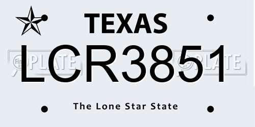 LCR3851 Texas License Plate