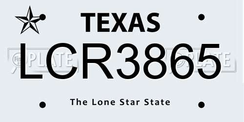 LCR3865 Texas License Plate