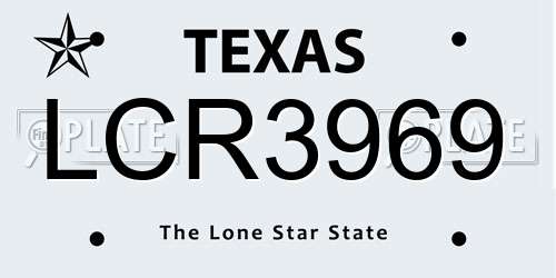 LCR3969 Texas License Plate