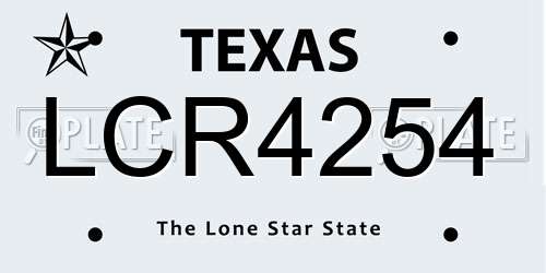 LCR4254 Texas License Plate