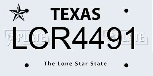 LCR4491 Texas License Plate