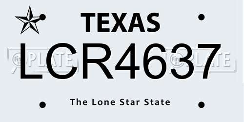 LCR4637 Texas License Plate