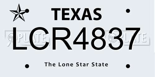 LCR4837 Texas License Plate