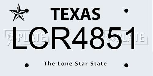 LCR4851 Texas License Plate