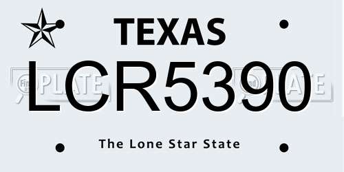 LCR5390 Texas License Plate
