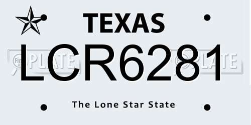 LCR6281 Texas License Plate