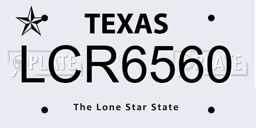 LCR6560 Texas License Plate