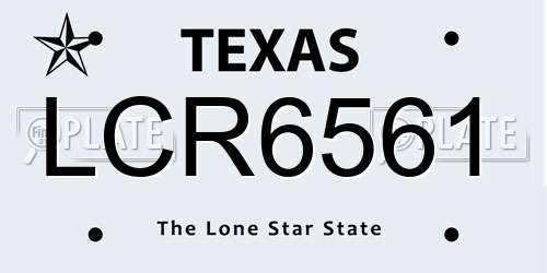 LCR6561 Texas License Plate