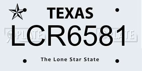LCR6581 Texas License Plate