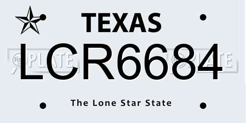 LCR6684 Texas License Plate