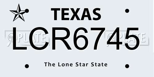 LCR6745 Texas License Plate