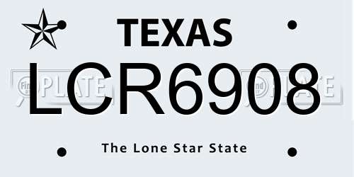 LCR6908 Texas License Plate