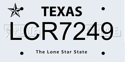 LCR7249 Texas License Plate