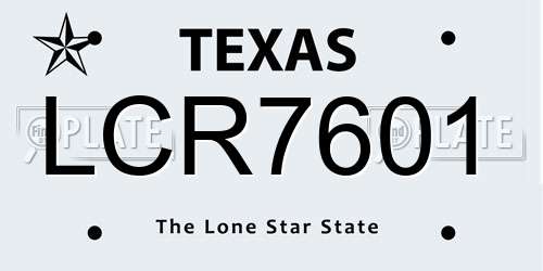 LCR7601 Texas License Plate