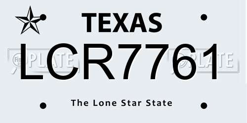 LCR7761 Texas License Plate