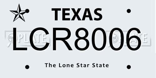LCR8006 Texas License Plate