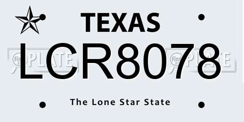 LCR8078 Texas License Plate