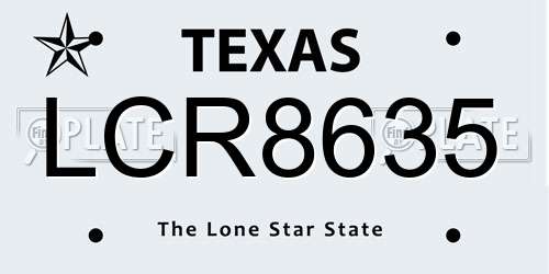 LCR8635 Texas License Plate