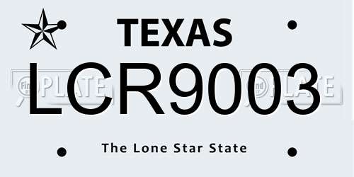 LCR9003 Texas License Plate