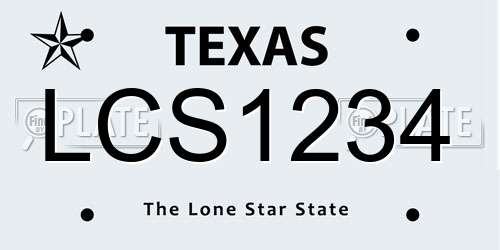 LCS1234 Texas License Plate