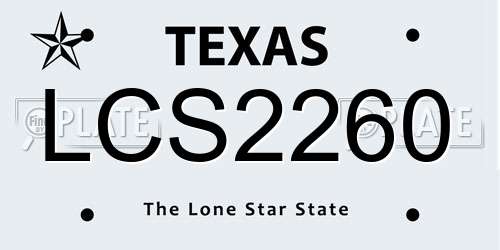 LCS2260 Texas License Plate