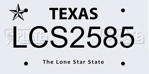 LCS2585 Texas License Plate