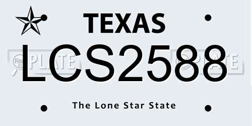 LCS2588 Texas License Plate