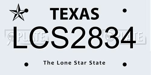 LCS2834 Texas License Plate