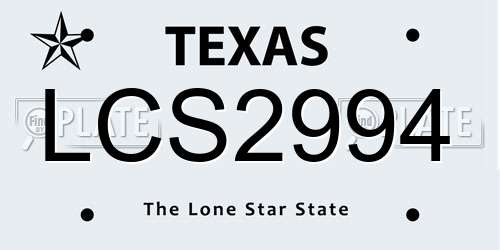 LCS2994 Texas License Plate